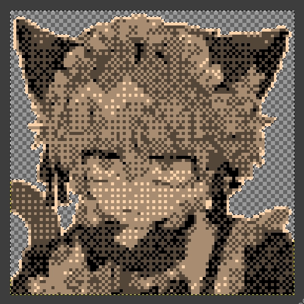 The same, but with positioned dithering. You can somewhat make out what it is but it's still bad.